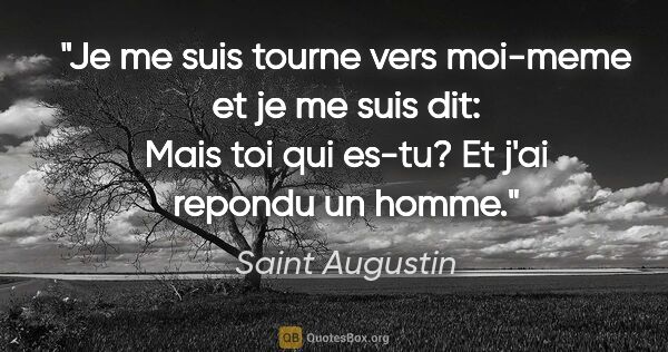 Saint Augustin citation: "Je me suis tourne vers moi-meme et je me suis dit: Mais toi..."