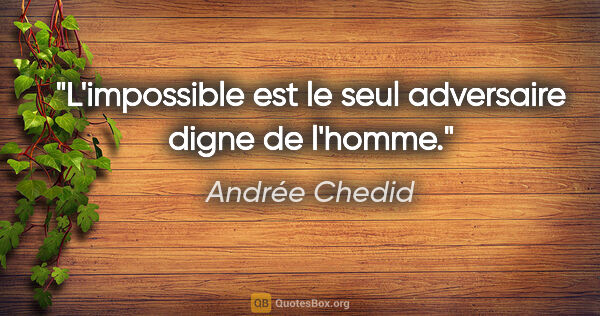 Andrée Chedid citation: "L'impossible est le seul adversaire digne de l'homme."