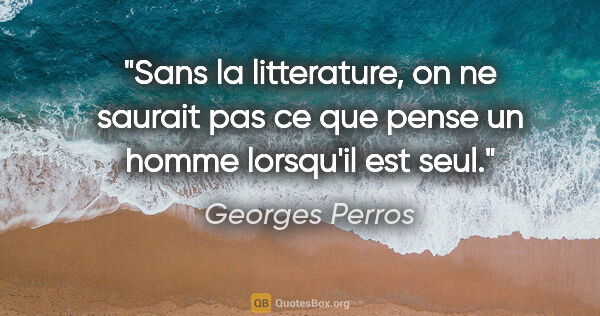 Georges Perros citation: "Sans la litterature, on ne saurait pas ce que pense un homme..."