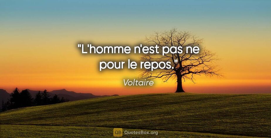 Voltaire citation: "L'homme n'est pas ne pour le repos."