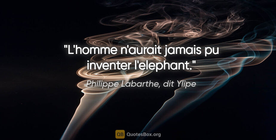 Philippe Labarthe, dit Ylipe citation: "L'homme n'aurait jamais pu inventer l'elephant."