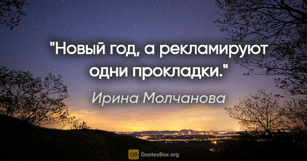 Ирина Молчанова цитата: "Новый год, а рекламируют одни прокладки."
