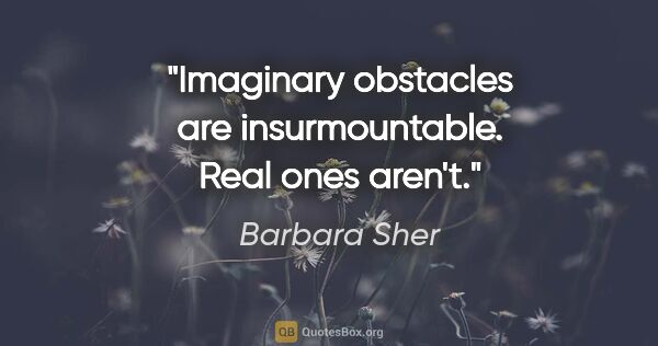 Barbara Sher quote: "Imaginary obstacles are insurmountable. Real ones aren't."